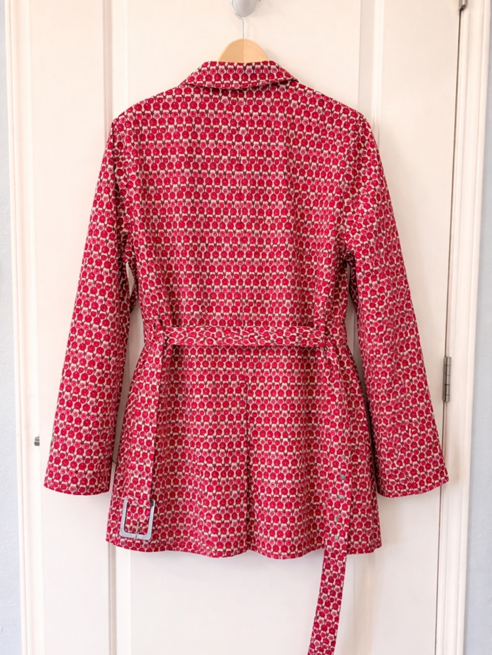 Vintage Gap Raincoat Tulips Short Trench Coat XL Spring 1990s Floral Classic - Picture 2 of 5